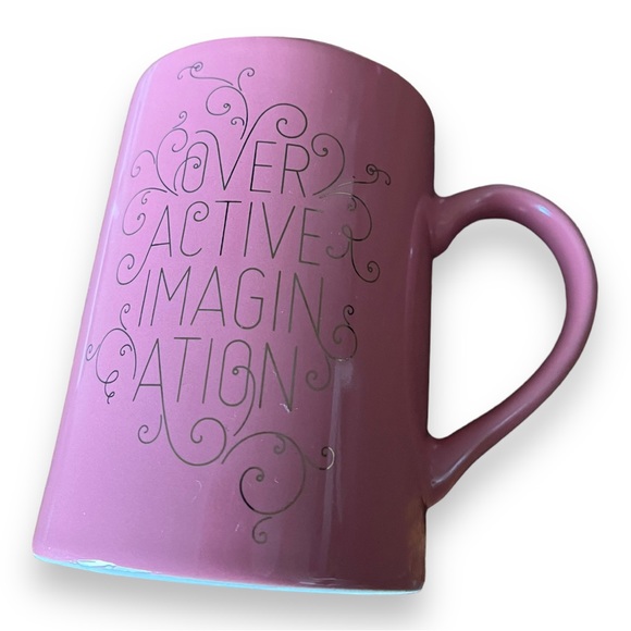 Fringe Studio Overactive Imagination Pink Mug Gold Deco Script - Picture 10 of 10